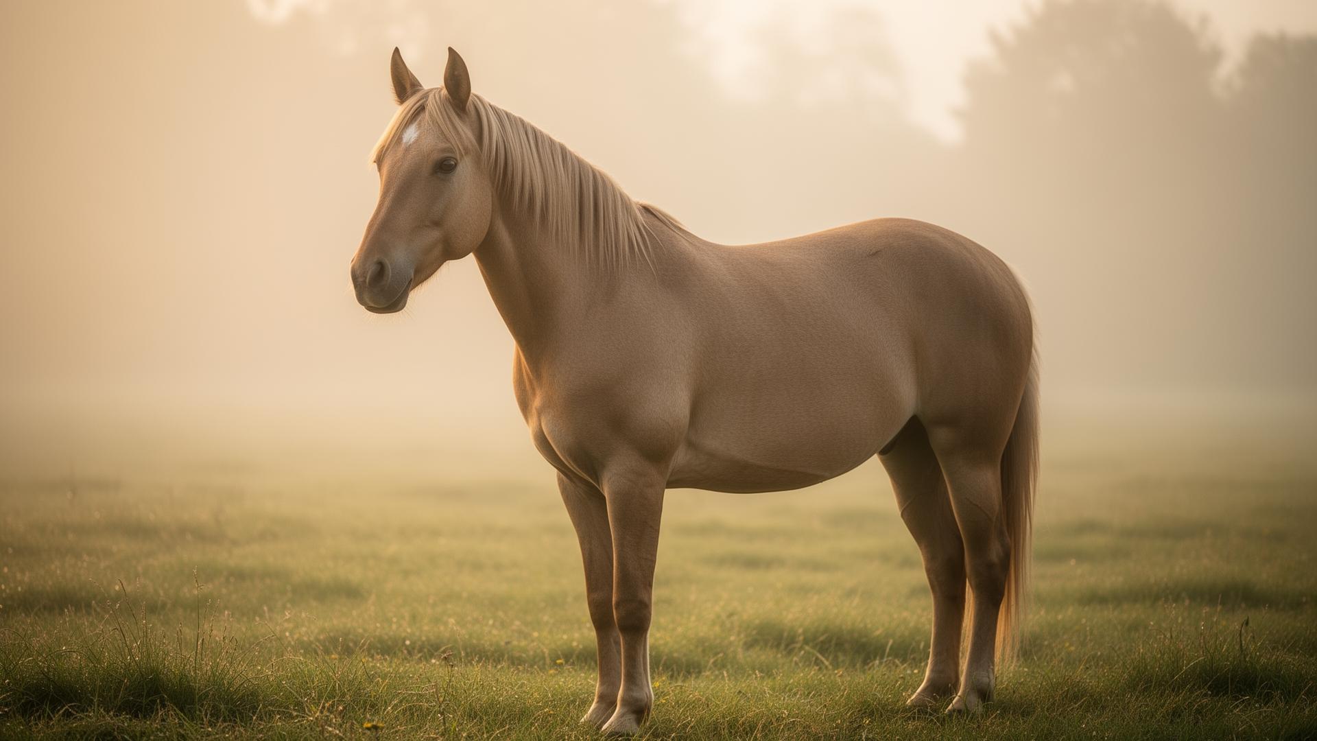 A calm horse, with body regions mapped to wellbeing concerns